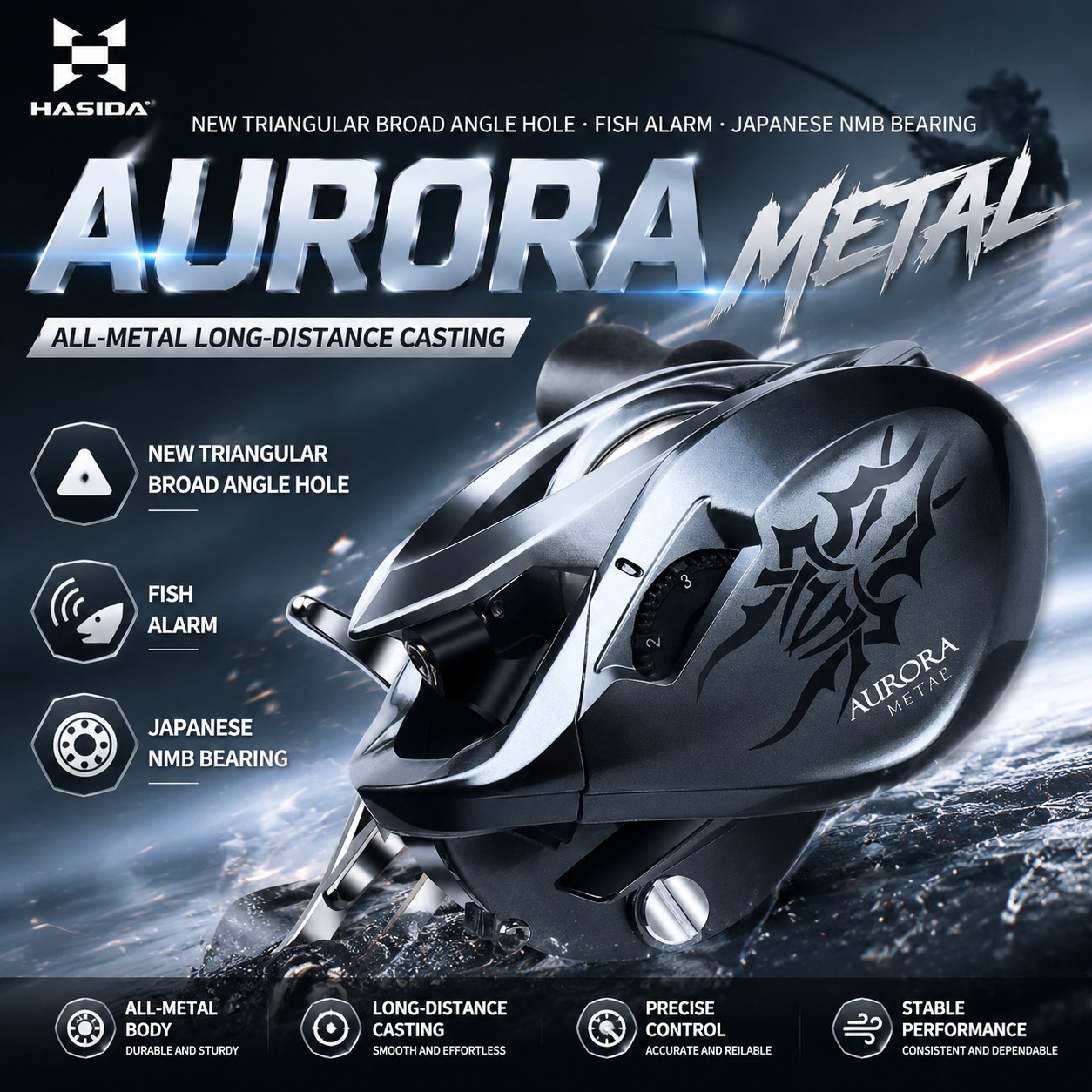 Abu Garcia Reel Max - HASIDA Metal Rotor Aurora Baitcasting Makarası